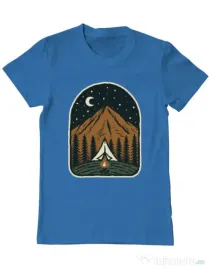 Tricou ADLER barbat Camp mountain night Albastru azuriu