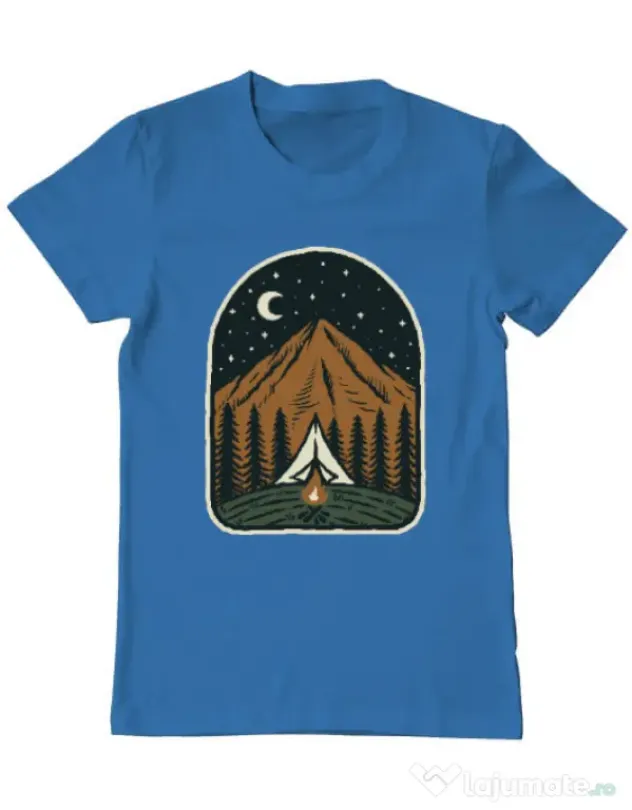 Tricou ADLER barbat Camp mountain night Albastru azuriu