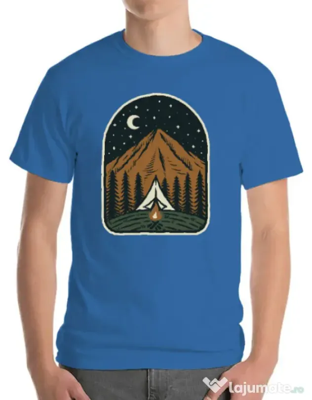 Tricou ADLER barbat Camp mountain night Albastru azuriu