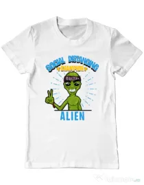 Tricou ADLER barbat Social distancing Alb
