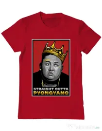 Tricou ADLER barbat Straight outta Pyongyang Rosu