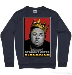 Bluza ADLER barbat Straight outta Pyongyang Denim inchis