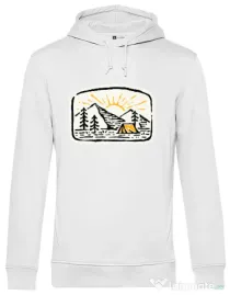 Hoodie barbat cu gluga Hand drawn camp Alb