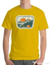 Tricou ADLER barbat Camping badge Galben 