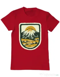 Tricou ADLER barbat Hand drawn mountains Rosu