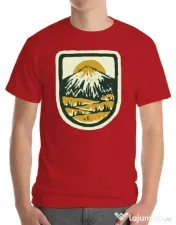 Tricou ADLER barbat Hand drawn mountains Rosu 