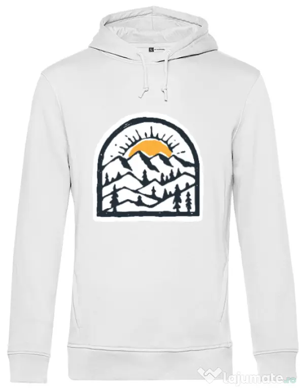Hoodie barbat cu gluga Mountain beauty Alb
