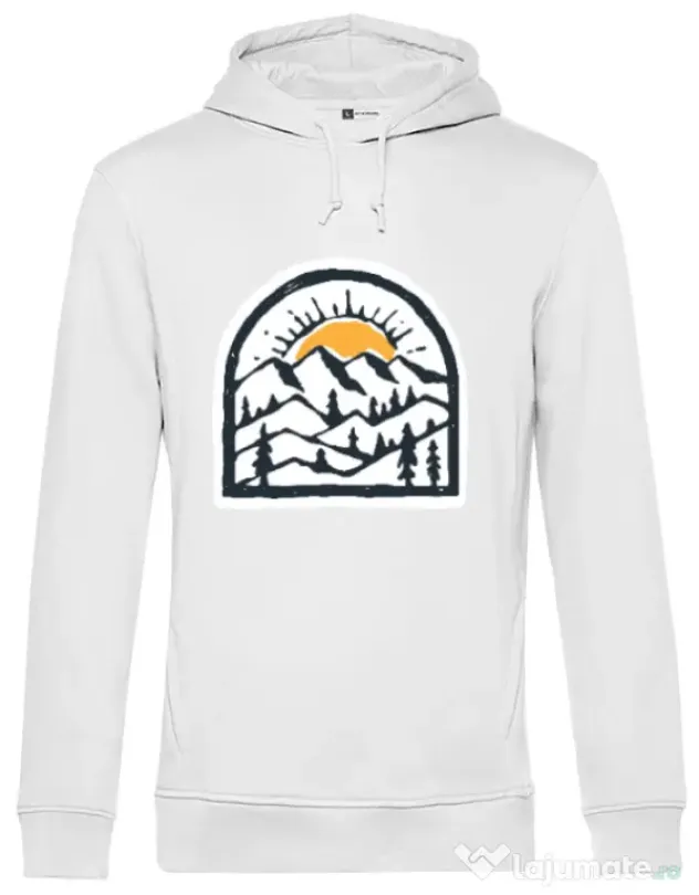 Hoodie barbat cu gluga Mountain beauty Alb