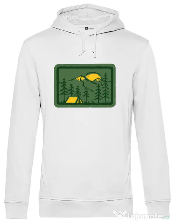 Hoodie barbat cu gluga Camping 2 Alb