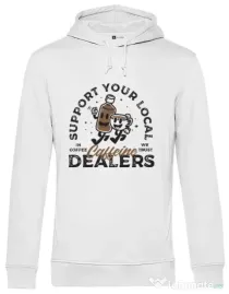 Hoodie barbat cu gluga Coffee dealers Alb