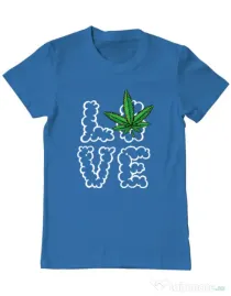 Tricou ADLER barbat Love weed Albastru azuriu