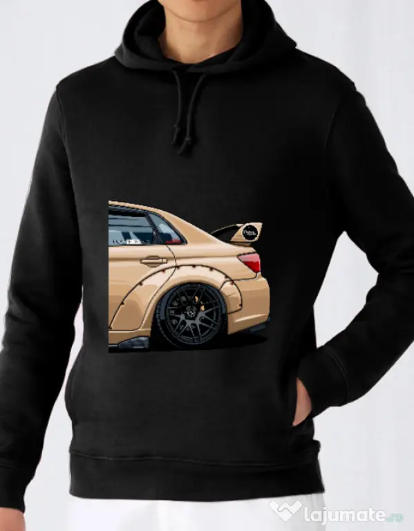 Hoodie barbat cu gluga Wide Impresa Negru