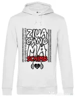 Hoodie barbat cu gluga ziua cand ma schimb Alb