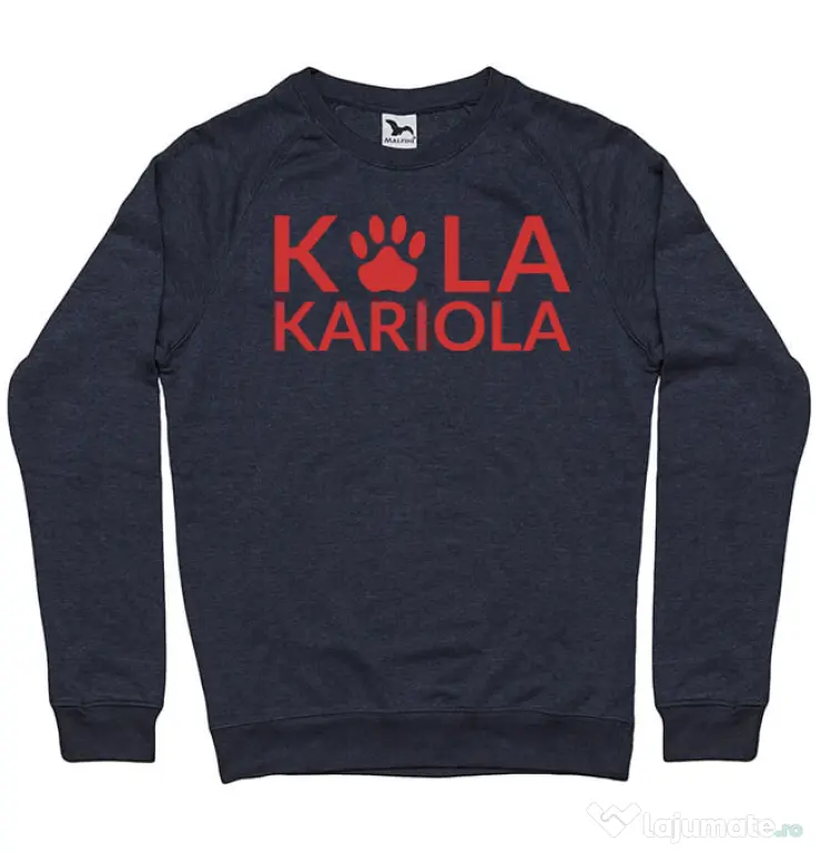 Bluza personalizata barbat Logo Kola Rosu Denim inchis