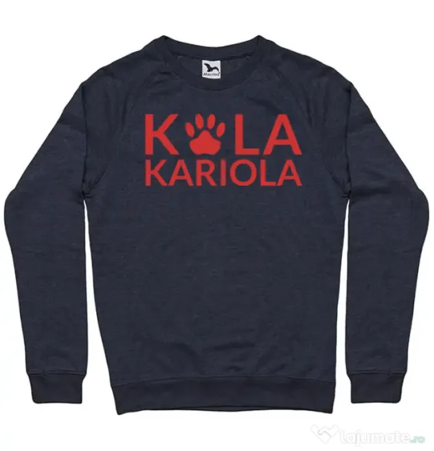 Bluza personalizata barbat Logo Kola Rosu Denim inchis