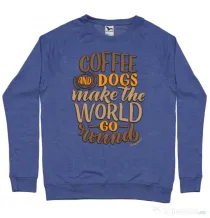Bluza personalizata barbat Coffee and dogs Albastru melanj