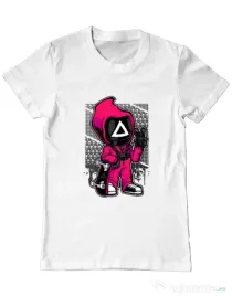 Tricou personalizat barbat Squid Game 4 Alb