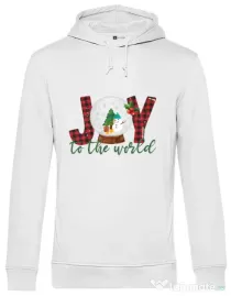 Hanorac barbat cu gluga Joy to the world Alb