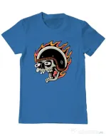 Tricou personalizat barbat Skull Biker Albastru azuriu