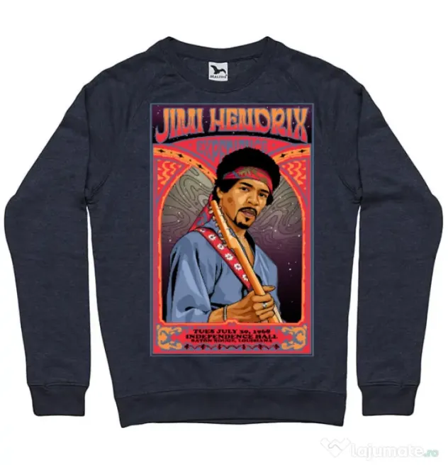 Bluza personalizata barbat Jimi Hendrix Denim inchis