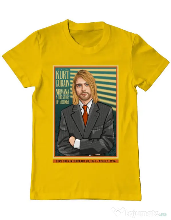 Tricou personalizat barbat Kurt Cobain Galben