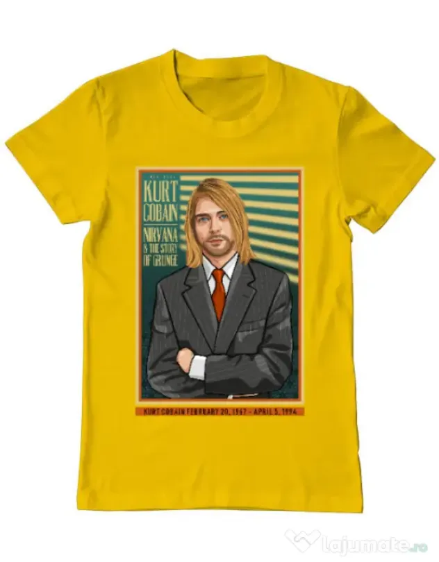 Tricou personalizat barbat Kurt Cobain Galben