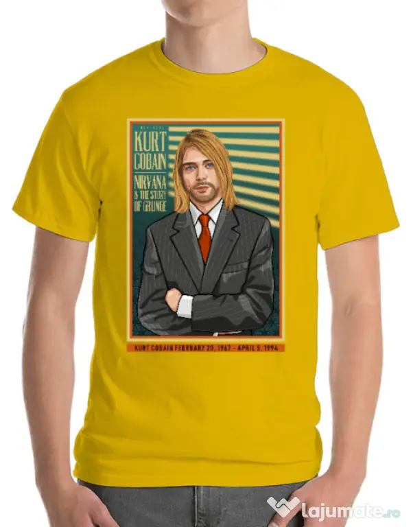 Tricou personalizat barbat Kurt Cobain Galben