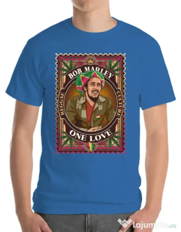 Tricou personalizat barbat Bob Marley Albastru azuriu