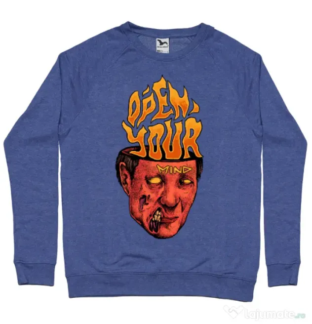 Bluza personalizata barbat OPEN YOUR MIND Albastru melanj
