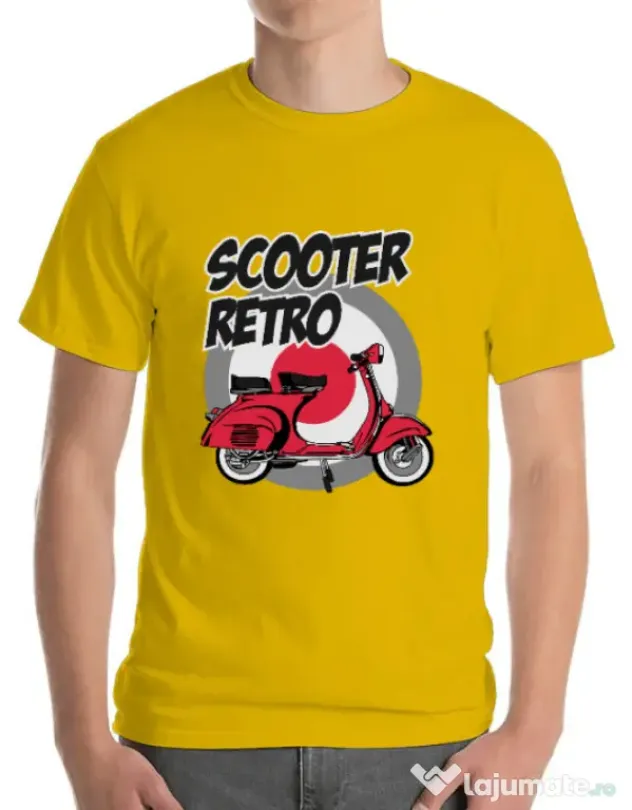 Tricou personalizat barbat SCOOTER RETRO RED COLOR Galben
