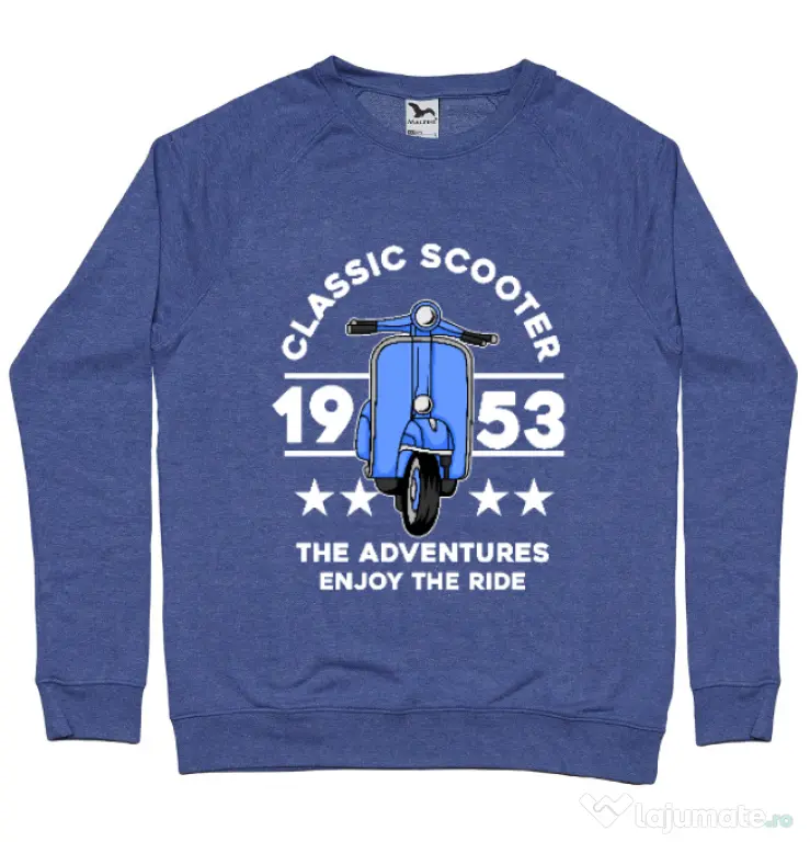 Bluza personalizata barbat CLASSIC SCOOTER ADVENTURES Albastru melanj