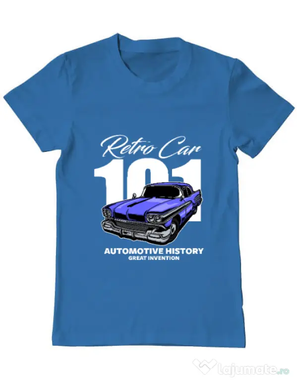 Tricou personalizat barbat RETRO CAR 101 Albastru azuriu