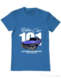 Tricou personalizat barbat RETRO CAR 101 Albastru azuriu