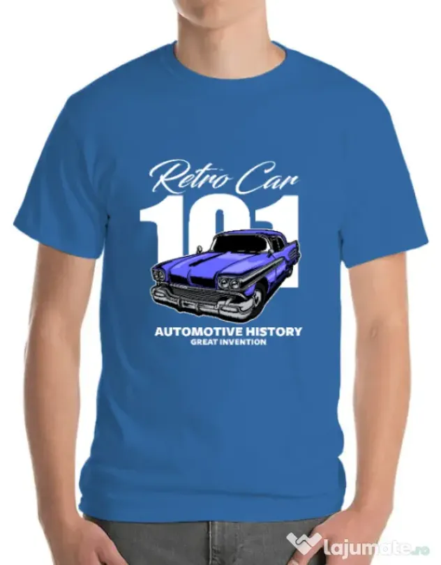 Tricou personalizat barbat RETRO CAR 101 Albastru azuriu