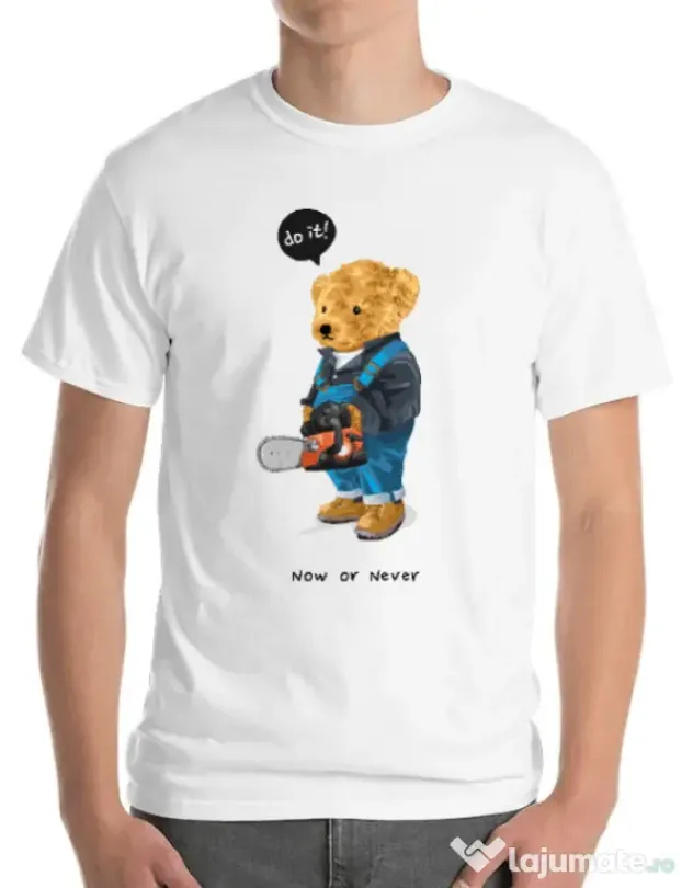 Tricou personalizat barbat Now or never Alb