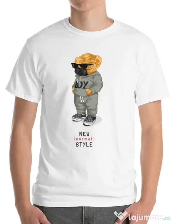 Tricou personalizat barbat New normal style Alb