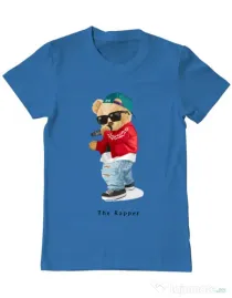 Tricou personalizat barbat Bear Rapper Albastru azuriu