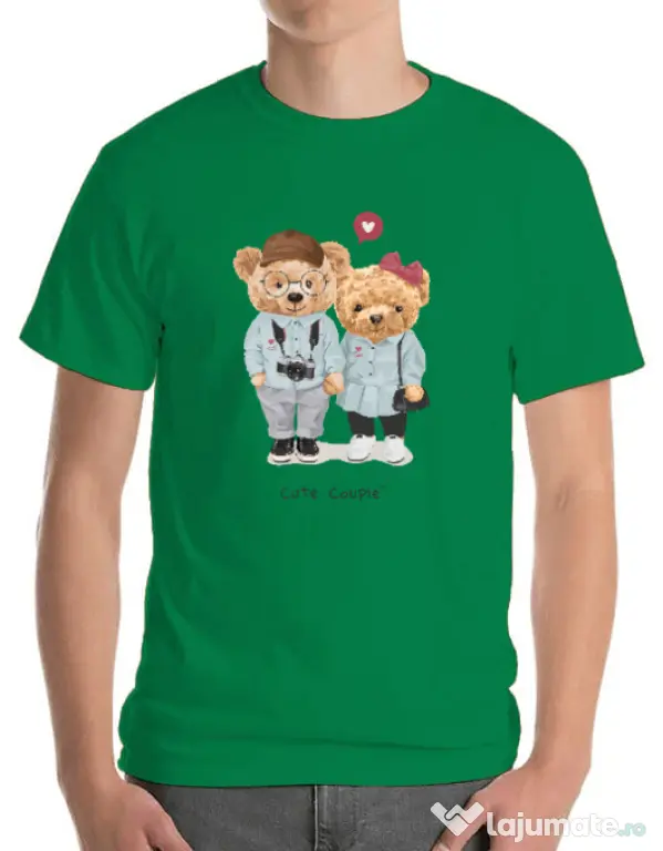 Tricou personalizat barbat Cute Couple Verde mediu