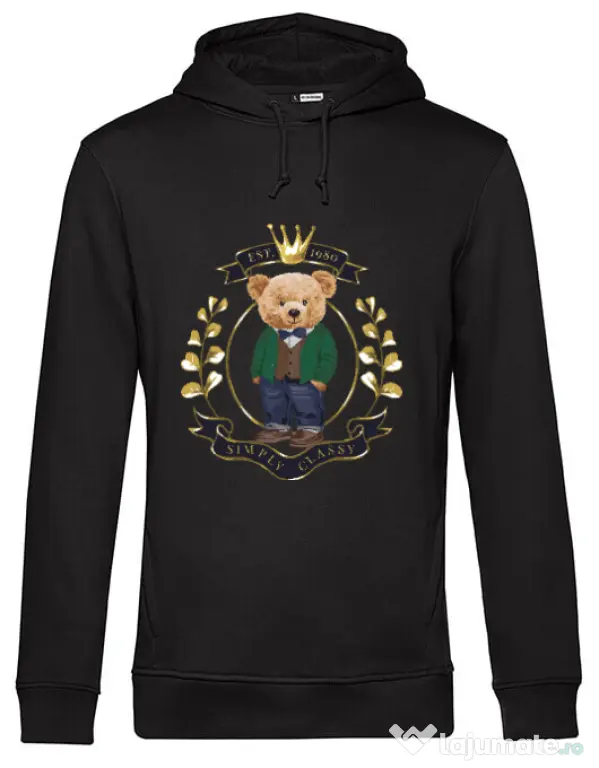 Hanorac barbat cu gluga Simply Classy Negru