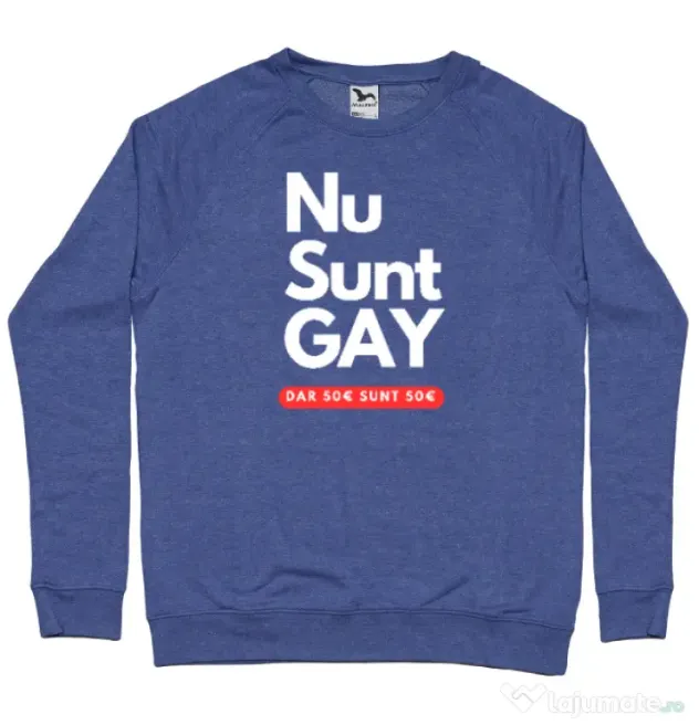 Bluza personalizata barbat Nu sunt GAY Albastru melanj