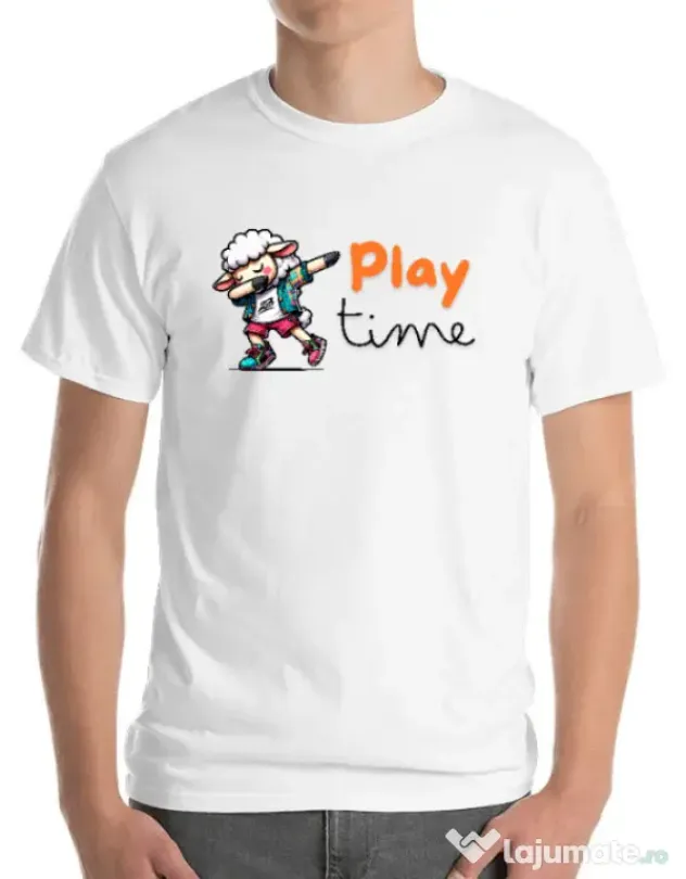 Tricou personalizat barbat Play Time Alb