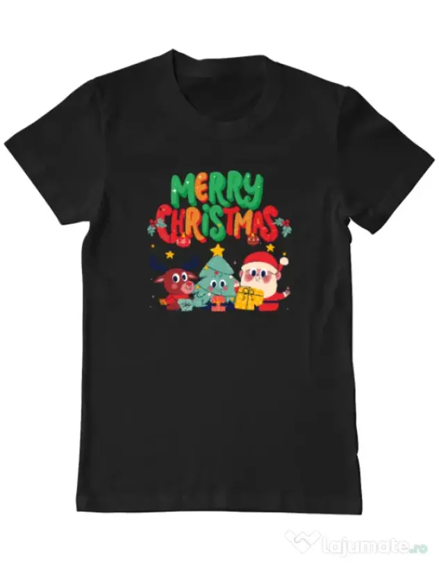 Tricou personalizat barbat Hei, prietenii mei de Crăciun! Negru
