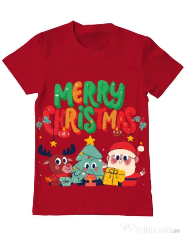 Tricou personalizat barbat oversize Hei, prietenii mei de Crăciun! Rosu