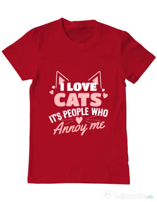 Tricou ADLER barbat I love cats Rosu