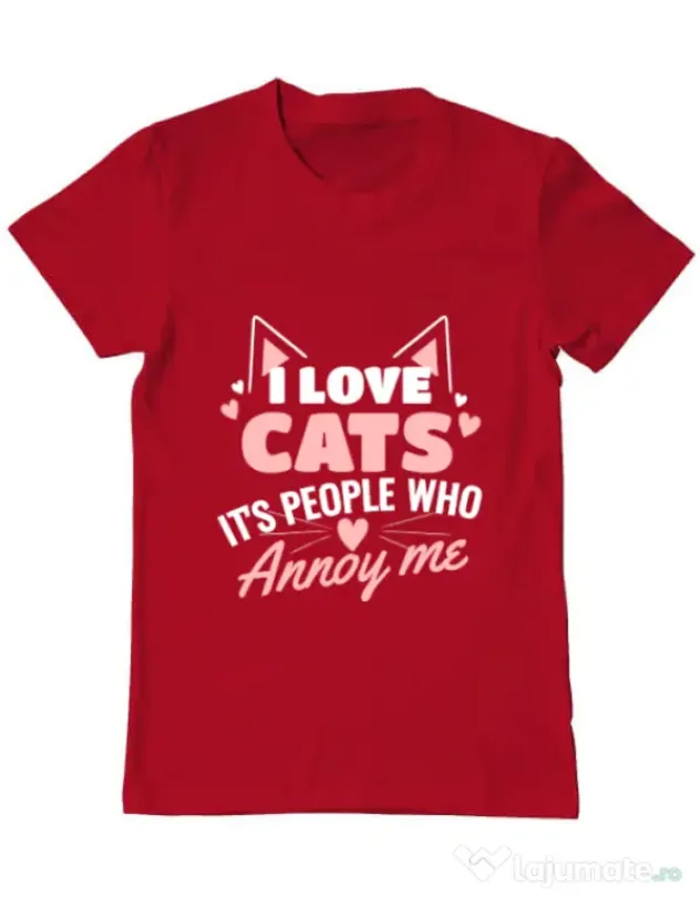 Tricou ADLER barbat I love cats Rosu