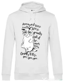 Hoodie barbat cu gluga Grumpy kitty Alb
