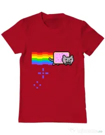 Tricou ADLER barbat Nyan cat Rosu
