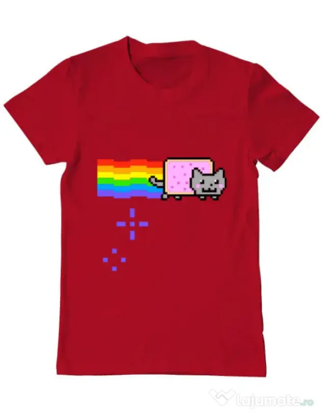 Tricou ADLER barbat Nyan cat Rosu
