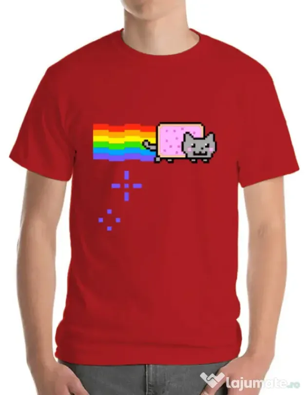 Tricou ADLER barbat Nyan cat Rosu