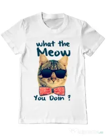 Tricou ADLER barbat What the meow Alb